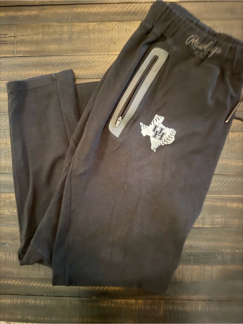Rawlings Black Fleece Joggers with UH Logo